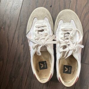 Veja canvas sneakers sz 5, White/pink, fair condition